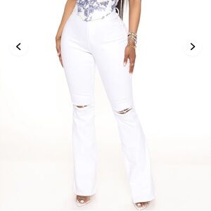 Women's White High rise Flared Jeans